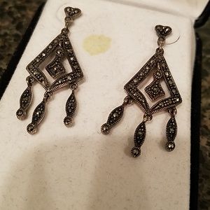 Antiqued sterling silver and rhinestone earrings